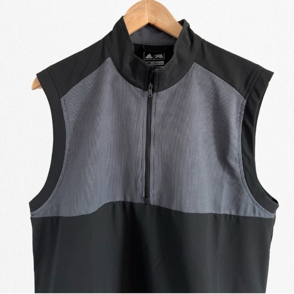 ADIDAS MENS ELEVATED 1/4-ZIP PULLOVER Black & Grey VEST Small - Picture 2 of 3